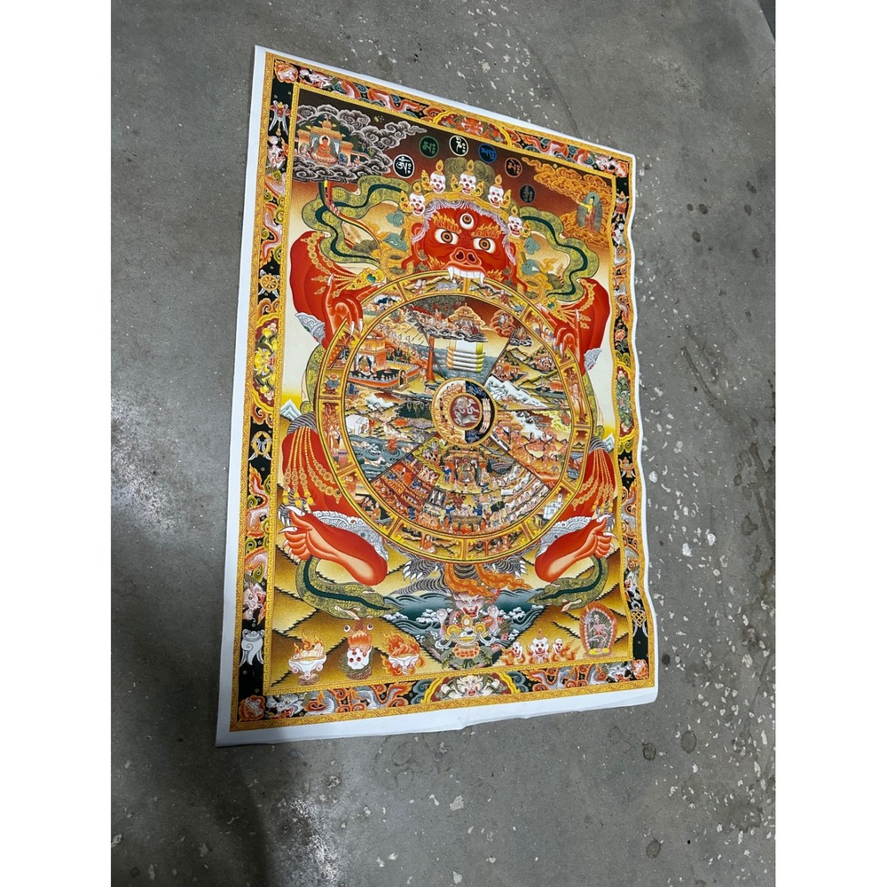 Tibetan Bhavachakra Wheel of Life Thangka Canvas Print Buddhist Wall Art 20x28